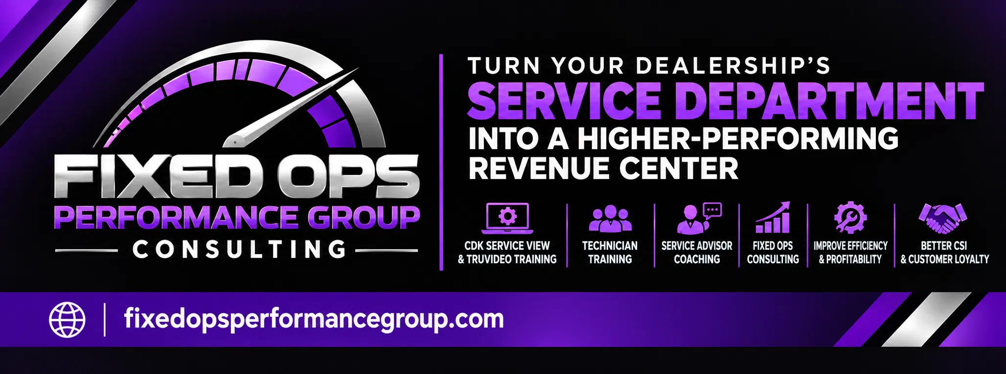 FixedOps Performance Group Consulting: turn your dealership's service department into a higher-performing revenue center. CDK Service View and TruVideo training, technician training, service advisor coaching, fixed ops consulting, improved efficiency and profitability, better CSI and customer loyalty.